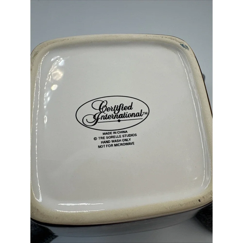 Grand‎ Vin Bordeaux Certified International Ceramic Square Bowl Brown & Cream